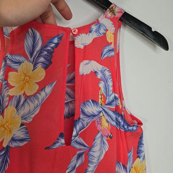NWT Old Navy Salmon Pink Hawaiian Floral Sleeveless Tank Top - Picture 7 of 10